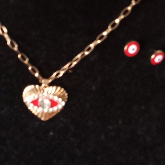 Mint collection Gold and Red Evil eye Jewelry set - Picture 4 of 4